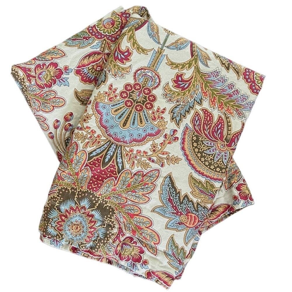 Lauren Ralph Lauren 2 Standard Pillow Shams Jacobean Floral Tan Red Blue Gold